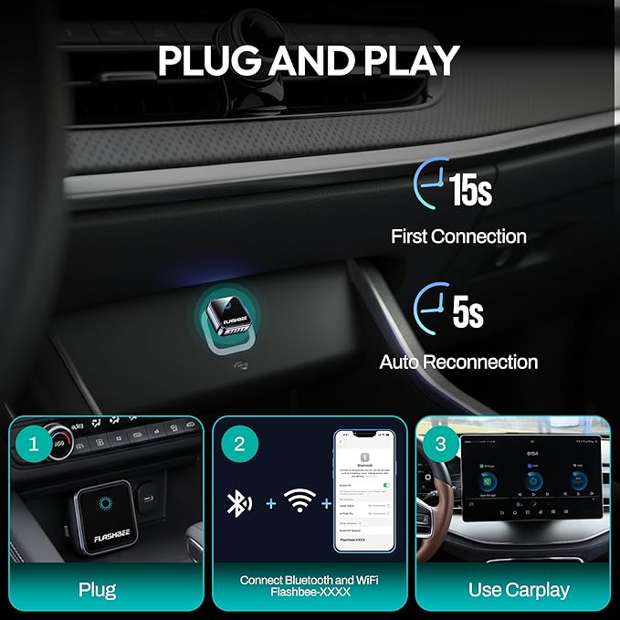 2026 [2-in-1] Latest Wireless CarPlay & Android Auto Adapter, Converts Wired to Wireless, Fast Auto-Reconnect, Dual-Band 5GHz WiFi + Bluetooth 5.3, USB-A & USB-C Compatible, Mini Design