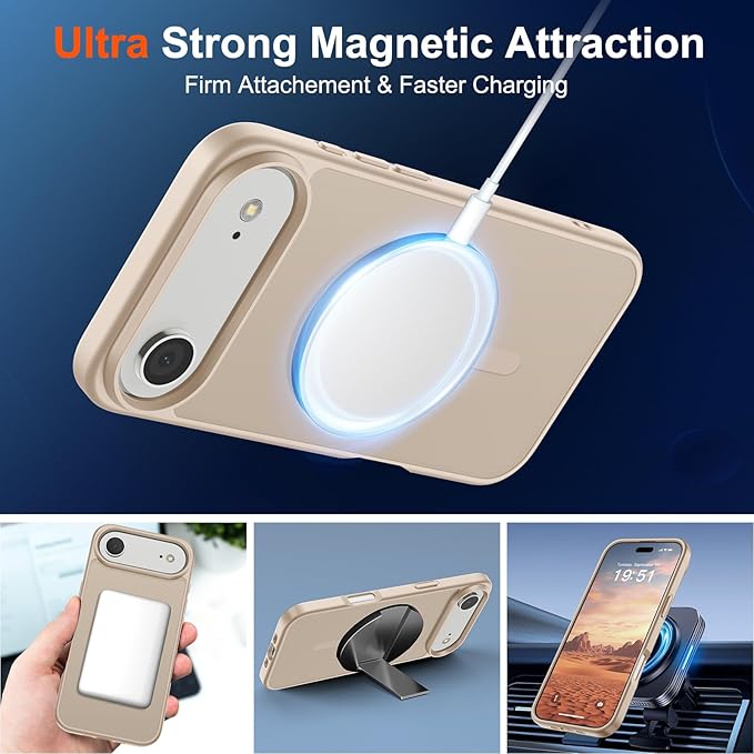 SUPFINE Magnetic for iPhone Air Case (Compatible with MagSafe)(Military Grade Drop Protection) Slim Translucent Matte Shockproof with Anti-Fingerprint Phone Cover for 17 Air,Desert Gold