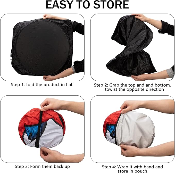 Car Windshield Sun Shade, Funny Eyes Sun Visor, Wear-Resistant Black Tape, Foldable 59‘’x27.5‘’/63''x31.5''