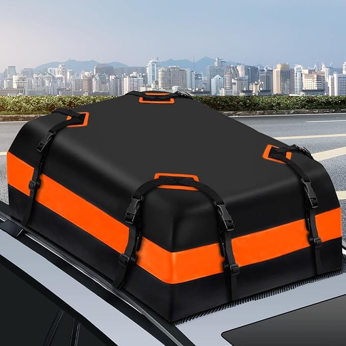 Waterproof Rooftop Cargo Bag, 21 Cubic Feet Heavy Duty Travel Car Roof Storage Bag with Anti-Slip Mat, Foldable Luggage Carrier for SUV Sedan Truck, Ideal for Road Trips Vacations Black