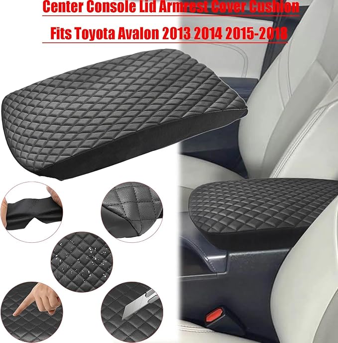 NLQR Center Console Armrest Cover Compatible with Toyota Avalon 2013-2018, Microfiber Leather Interior Accessories, Waterproof Center Console Box Cushion, Car Arm Rest Lid Protector Black