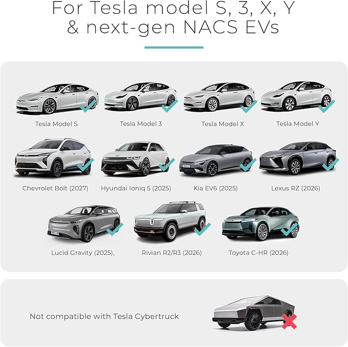 Lectron CCS to NACS Adapter for Tesla Model S, 3, X, Y & All NACS EVs (500A / 1,000V) – UL 2252 Certified CCS1 Fast Charger Adapter – Not Compatible with Cybertruck (Black)