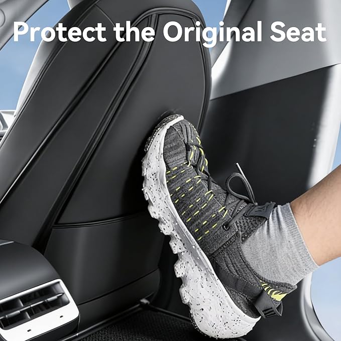 2 Pack Leather Seat Back Protector Custom for Tesla Model Y/3 Model S/X Accessories(Includes 2025 2026 Model Y & 2024-2026 Model 3 Highland), Seat Back Kick Protectors