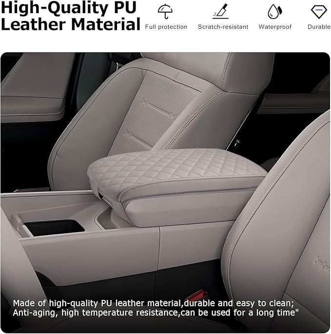 Center Console Cover Compatible with 2024 2025 2026 Hyundai Santa Fe Accessories Santa Fe Armrest Cover 2025 2026 Santa Fe SE/SEL/XRT/Limited/Calligraphy Armrest Console Cover Soft Leather(Thick Gray)