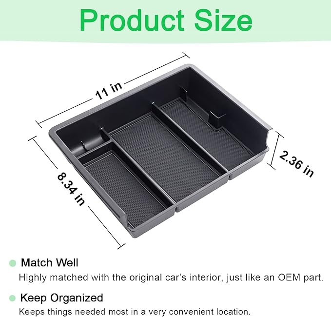 PIMCAR Center Console Organizer Tray for 2014-2018 Chevy Silverado GMC Sierra 1500 & 2015-2019 2500HD/3500HD Models - Custom Fit Storage Insert Accessories