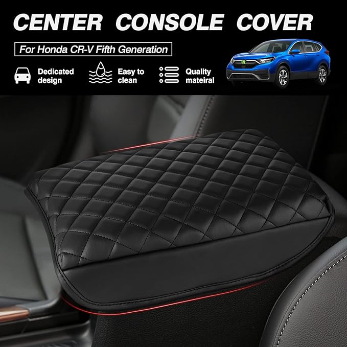 FIILINES Center Console Cover for Honda CR-V 2017-2022, Armrest Cover Pad Cushion Protector CRV Accessories Armrest Cover Middle Console Box Lid Cover Protector Anti-Scratch Black