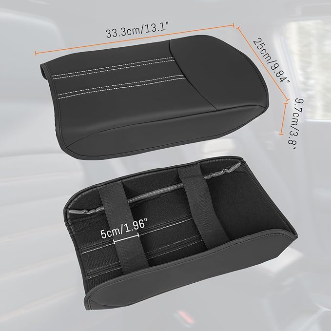 Center Console Armrest Cover Compatible with Honda Pilot 2023 2024 2025 2026, Ridgeline Passport 2024-2026, Armrest Pad Lid Cushion,Center Console Protector Pad (White Stitching)