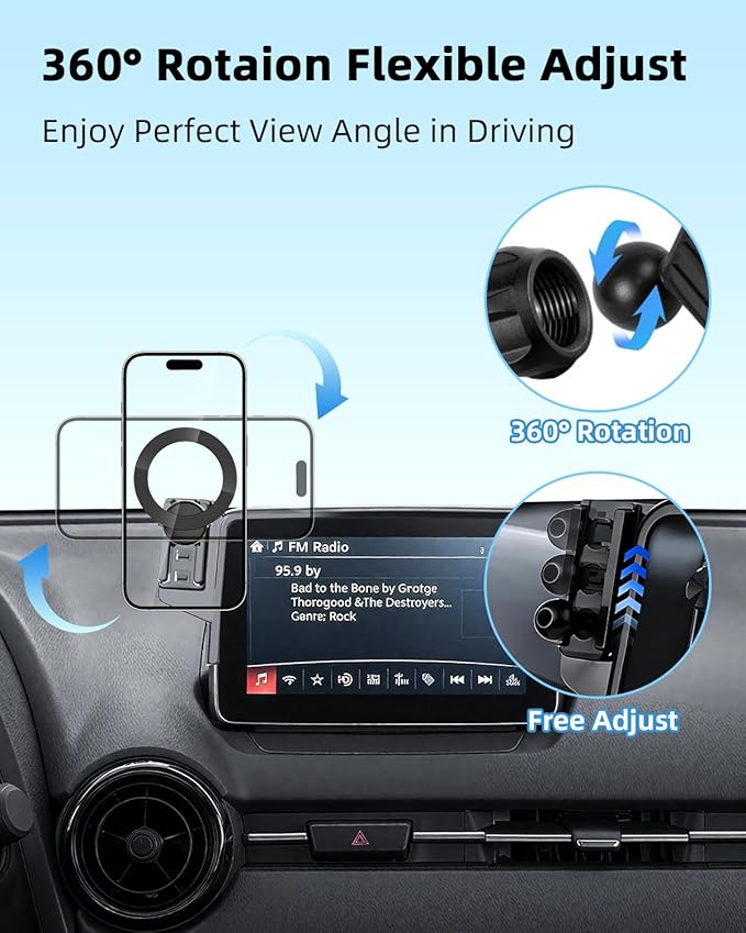 PZK Car Phone Mount for Mazda CX-3 2016-2021 /Mazda 3 2014-2016 /MX-5 Miata 2016-2023 Accessories 7-Inch Screen Compatible with Magsafe Car Phone Holder 360° Rotation Phone Cradles Not Affect Vent