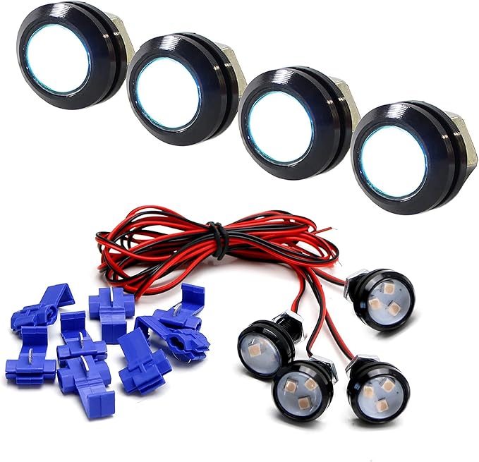 iJDMTOY 4pc Set Custom Retrofit 8000K Ice Blue Front Grille Mesh Mount LED Lighting Kit Compatible with Trucks SUVs