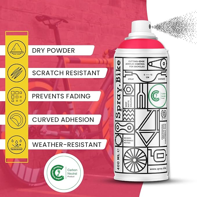 Spray.Bike Spray Paint | Designed Mainly for Bicycles | Multi-Use Acrylic Spray Paint for Metal, Plastic | High Coverage Bike Paint, 400ml, Fluro Pink