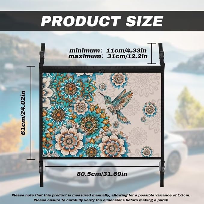 Hummingbird Flower Car Roof Storage Bag Auto Seat Storage Hanging Bag All Car Storage Organizers Vehicle Passenger Seat Organization and Storage for Kids Adults