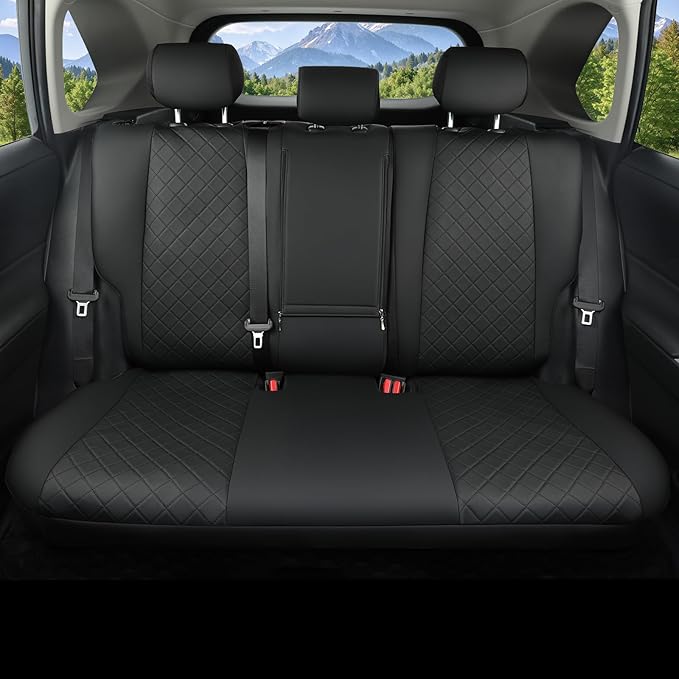 GIANT PANDA Full Set Car Seat Covers Custom Fit for Toyota Rav4 2013 2014 2015 2016 2017 2018 Rav 4 LE (Not for Hybrid Version),Front and Rear/Back Faux Leather Seat Covers, Polyester Fiber(Black)