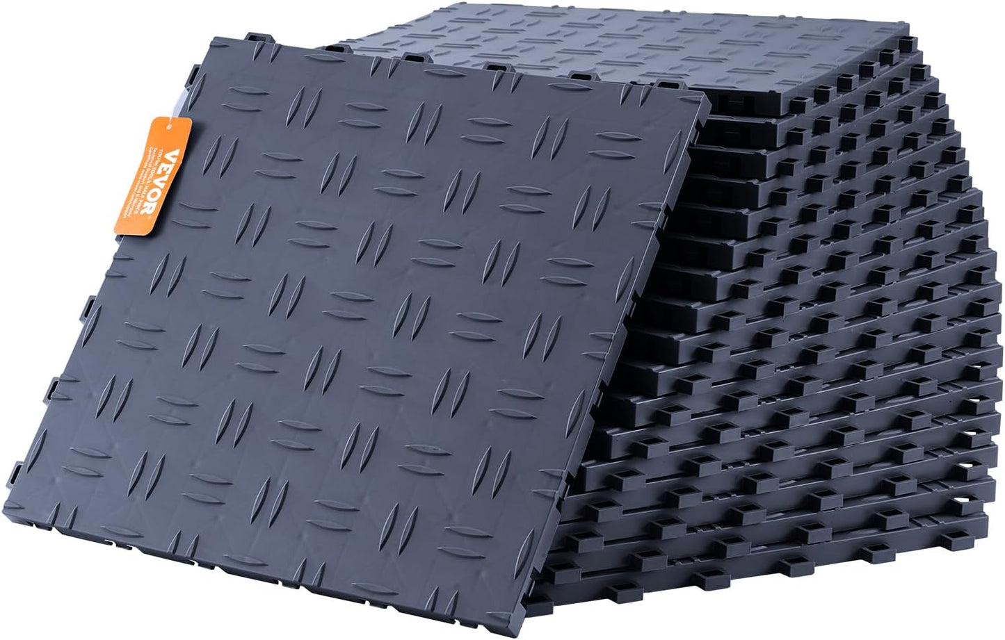 VEVOR Garage Tiles Interlocking, 12 x 12 x 0.53 inch 50 Pack Garage Floor Covering Tile, Non-Slip Double-Sided Texture Garage Flooring Tiles, for Garages, Basements, Repair Shops, Graphite Gray