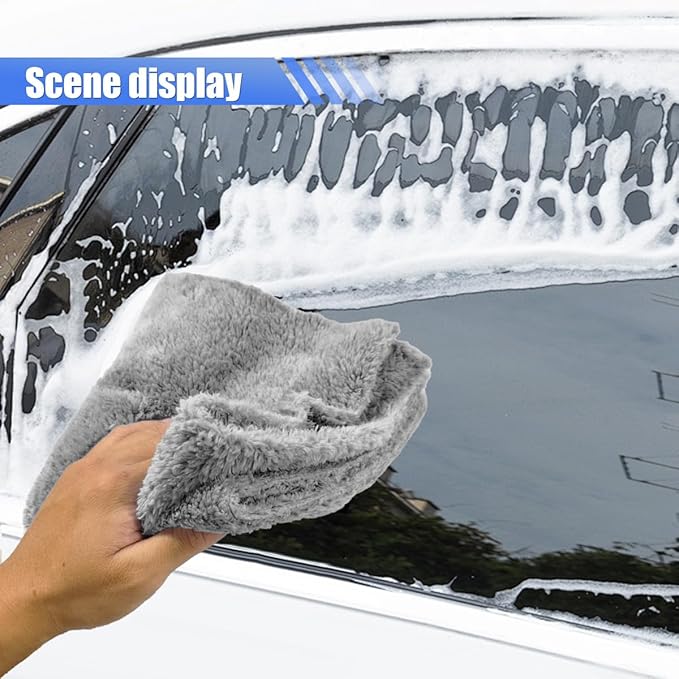 6PCS Car Drying Towel, 16" × 15" Double Sided Microfiber Towels for Cars Detailing, Absorbent Extra Large Cleaning Cloth, 450 GSM Car Detailing Wash Towels for Cars, Trucks, SUVs (Multicolor)