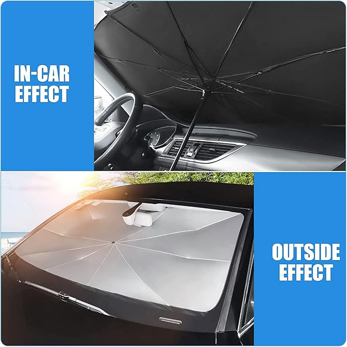 1 PC Windshield Sun Shade for Car, Foldable Reflective Sunshade for Front Window Protect Vehicle from UV Sun and Heat, Keeps Vehicle Cool Fit Most Vehicles - Opening Design (55 x 31 inches)