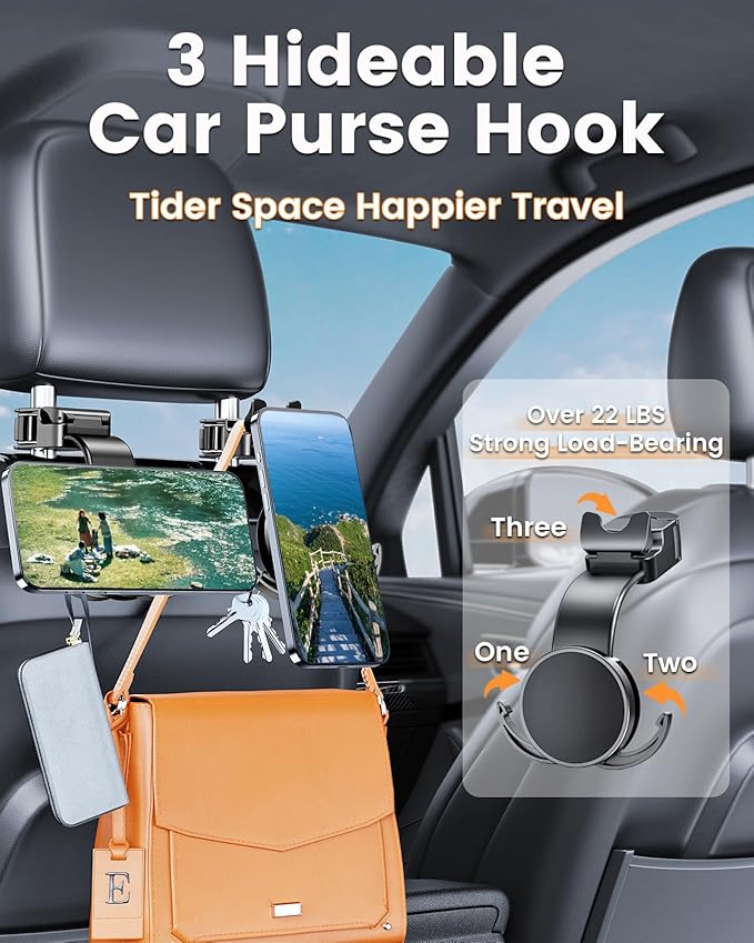 Magsafe Phone Holder for Backseat, Hideable Storage Key Bag & Bendable Strong Magnetic Seat Phone Holder for Kids iPhone 15 Pro Max