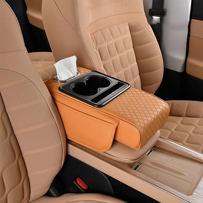 Car Armrest Cushion for Honda Civic 2012 2013 2014 2015, Leather Arm Rest Cover Center Console Armrest Pillow Armrest Storage Box Pad Multifunctional Accessories Interior Organizers