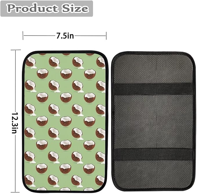 JoyLamoria Coconut Print Car Armrest Cover Center Contole Box Cushion Mat Universal Fit Car SUV Sedan