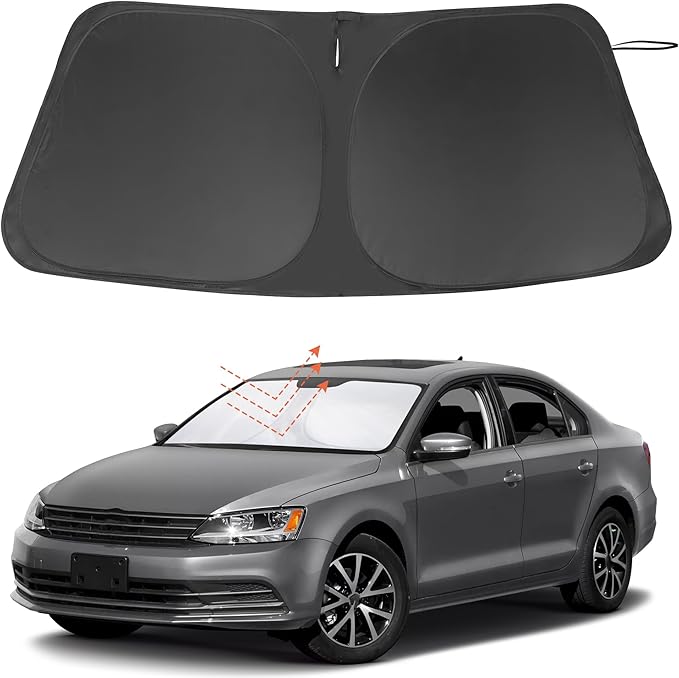 Windshield Sun Shade Custom Fit for 2011-2018 Volkswagen VW Jetta Accessories Foldable Sunshade Sun Blocker Protect Car from Sun Rays & Heat Damage Keep Car Cooler