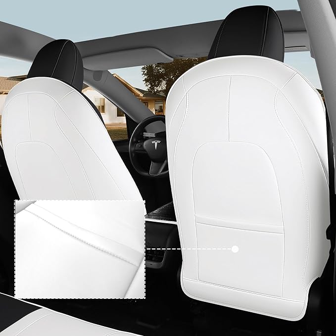 for Tesla Model Y Seat Cover Customized Fit 2020 2021 2022 2023 2024 Black Crocodile Leather and Nappa Leather Splicing Seat Cover Full Set (Crocodile Black)