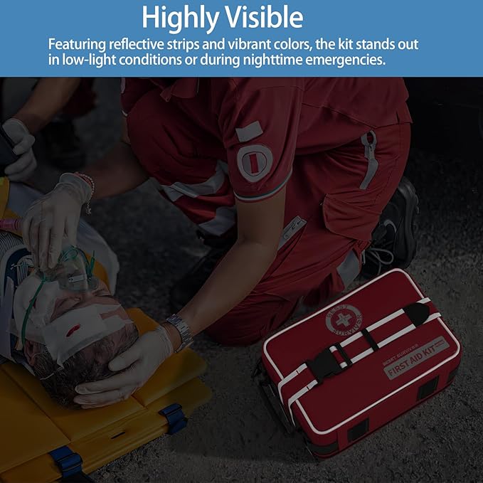 Besst Survivor 401 Piece First Aid Kit with Chest Seals -Labeled, Expandable & Mountable, Emergency Medical Kit for Home, Car, Camping & Outdoor, Waterproof Trauma Kits with Labeled Compartments