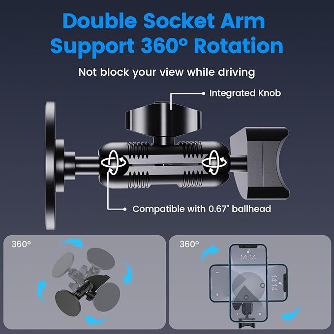 Kaishengyuan Magnetic Phone Mount Compatible with 2024-2026 Toyota Tacoma & 2025-2026 4 Runner, 360° Rotation Metal Phone Holder Cradles Bracket Stand for All Smartphones