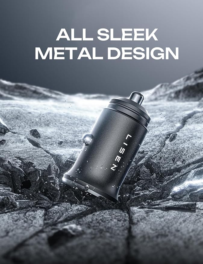 LISEN 90W USB C Car Charger USB C Fast Charge, 45W PD&QC 3.0 Fast Car Charger for Samsung S26 S25, Cigarette Lighter USB Charger Adapter for iPhone 17 16 15 Pro Max [Metal&Mini] RV Car Electronics