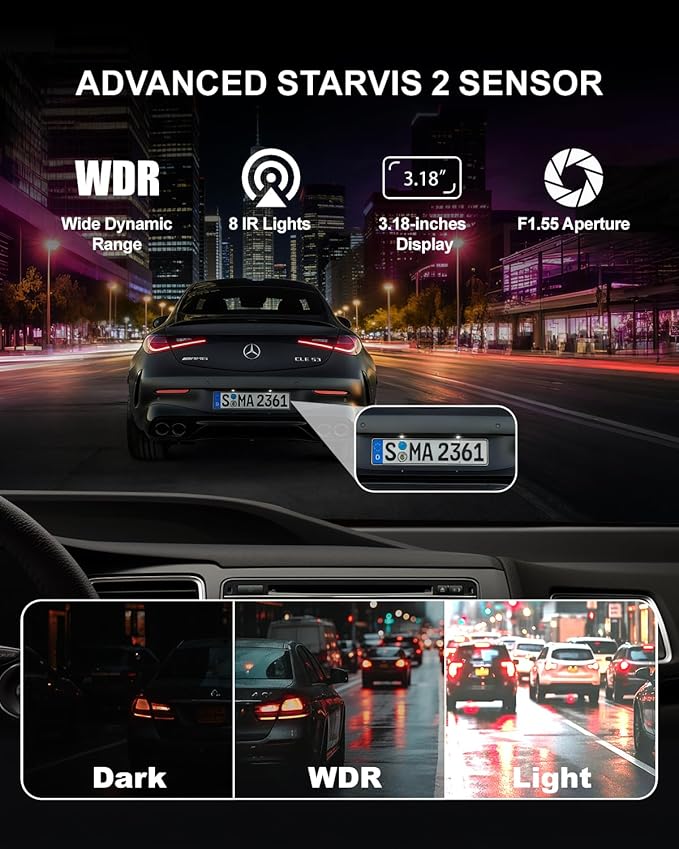 Dash Cam Front and Rear, 4-Channel 360° Coverage Car Dash Camera with STARVIS 2 Night Vision, GPS, 5.8GHz WiFi, 24H Parking Monitor, G-Sensor, 170° Wide Angle, 128GB Card Included