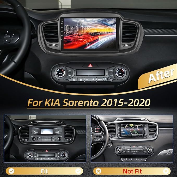 2+64G for KIA Sorento 2015 2016 2017 2018 2019 2020 Android Car Stereo with Wireless Carplay and Android Auto - 10 Inch HD Touchscreen Radio with EQ GPS WiFi FM/RDS + AHD Rear View Camera, MIC