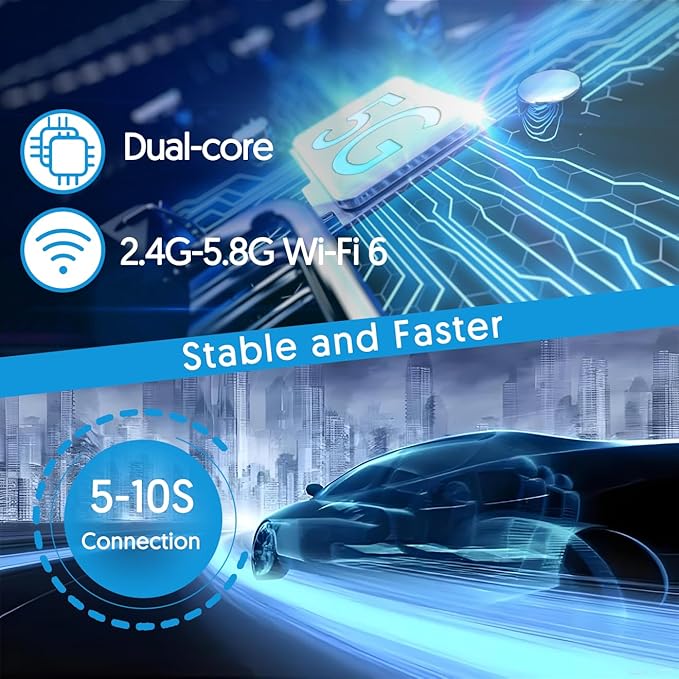 Carplay Adapter & Android Auto Wireless Adapter, USB + Type-C Dual Interface, 2 in 1 Auto Car Play Wireless Dongle for OEM Wired Carplay Car with iPhone iOS 10+ / Android 11+