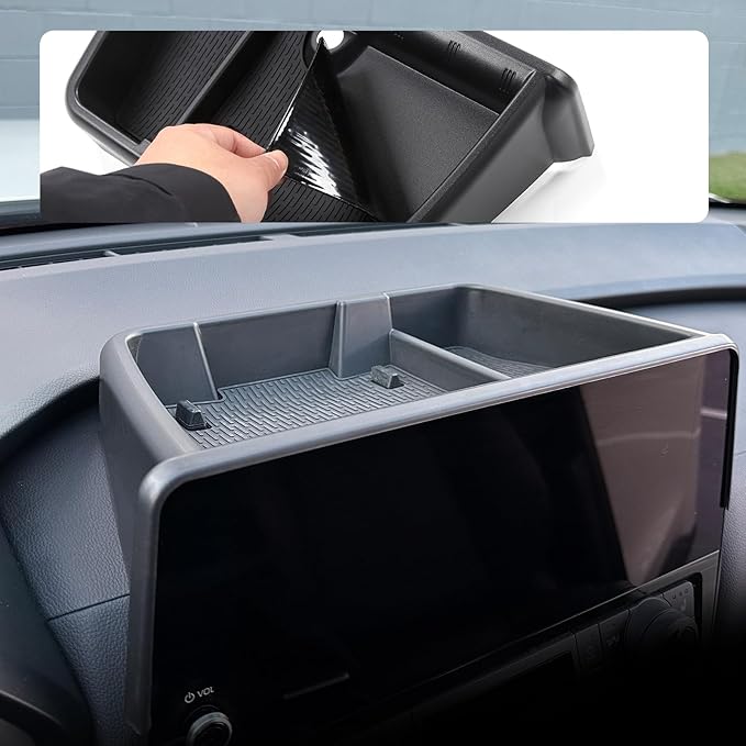 for 2026 2025 2024 Grand Highlander Accessories Center Console Behind Screen Dashboard Organizer Tray, Storage box with Anti-Slip Black Pad for Toyota Grand Highlander Accessories