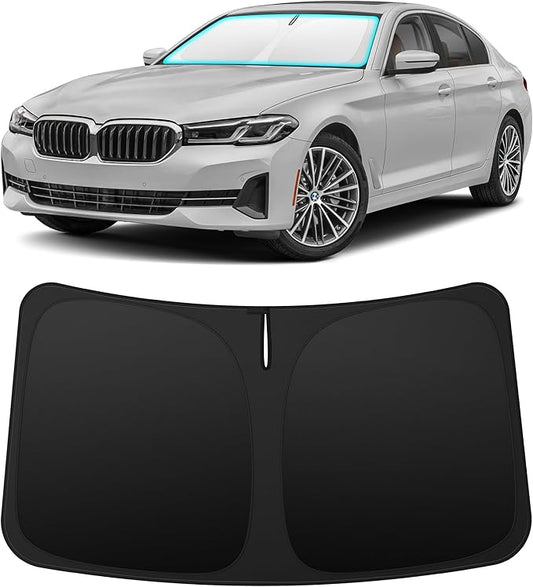 INSAUTO Custom Fit Windshield Sun Shade Accessories for BMW 5 Series 2017-2023 (530i/540i), Foldable Front Window Sunshade, UV & Heat Reflector, Keeps Interior Cool, Includes Storage Bag