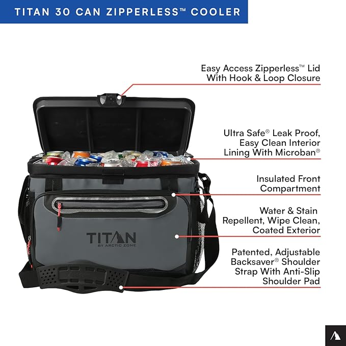 Titan by Arctic Zone Deep Freeze Cooler - Zipperless Hardbody Cooler - Deep Freeze Insulation, HardBody Liner, and SmartShelf