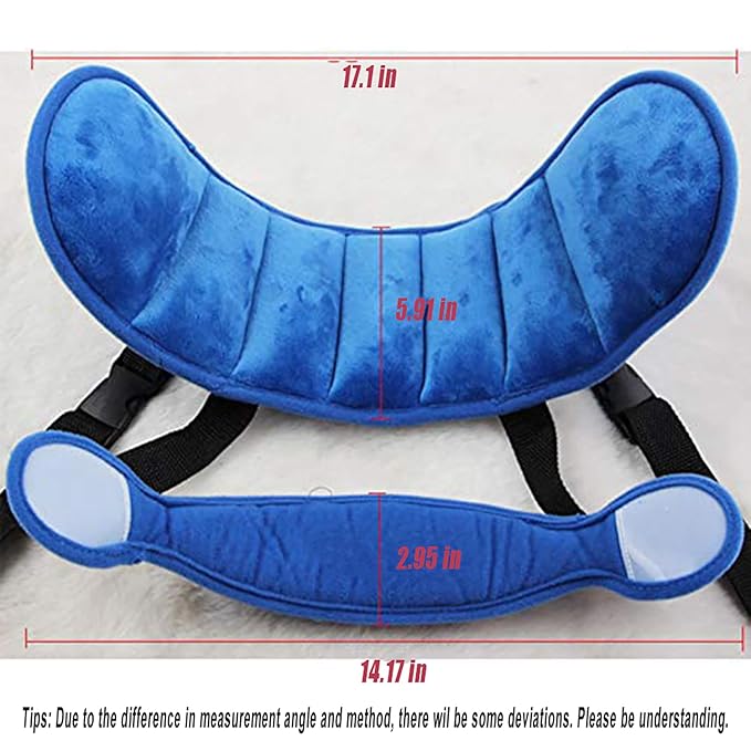 Adjustable Child Car Seat Head Support Band, Adjustable Head and Neck Support Band - A Comfortable Safe Sleep Solution, Blue Head Support Belt