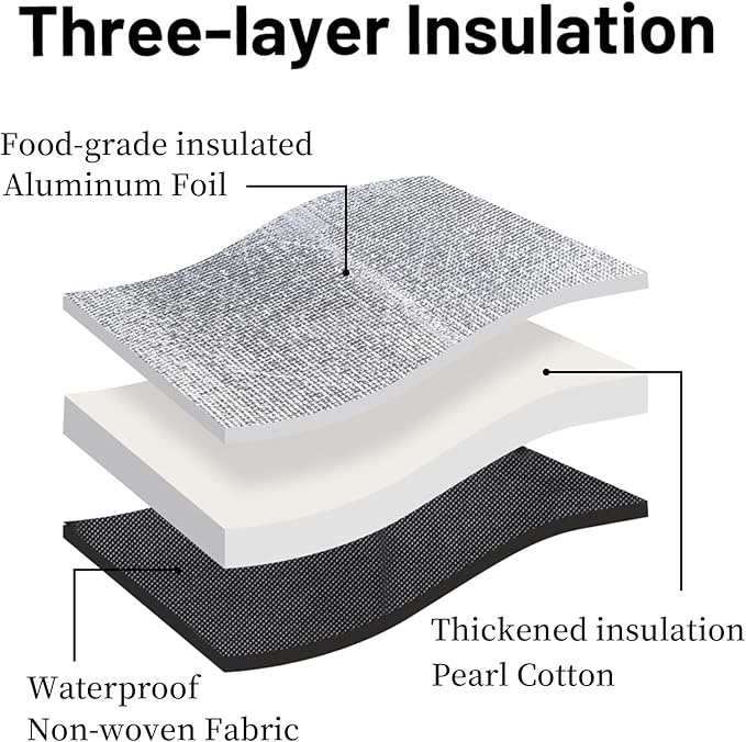Bodaon Insulated Food Delivery Bag With Hard Bottom, XXXL Pizza Cooler Bags, Rideshare Delivery Bag, Grocery Shopping and Catering Thermal Cold/Hot Styrofoam Carrier for Travel/Car