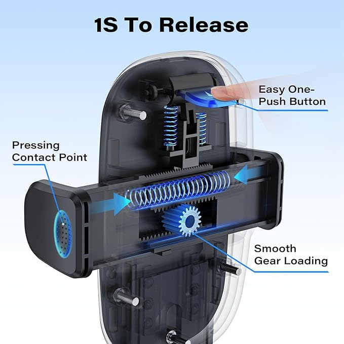 1Zero Easy One-Button Release CD Phone Holder for Car, Universal Air Vent & CD Slot Phone Mount, Thick Cases Friendly Cell Phone Holder for iPhone, Google, Samsung, Moto & Other Smartphones (Clamp)