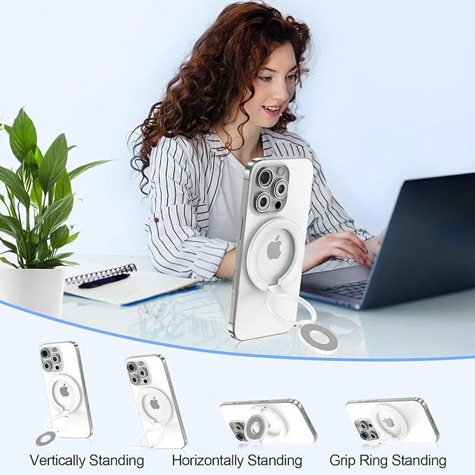 Magnetic Phone Grip Stand for iPhone 17/16e/16/15/14/13/12 Pro Max, Double Adjustable Gym Finger Ring Grip MagSafe Ring Holder with Kickstand for Samsung Galaxy S26 Ultra/S26/S25 Ultra/S25 Plus/S25 FE
