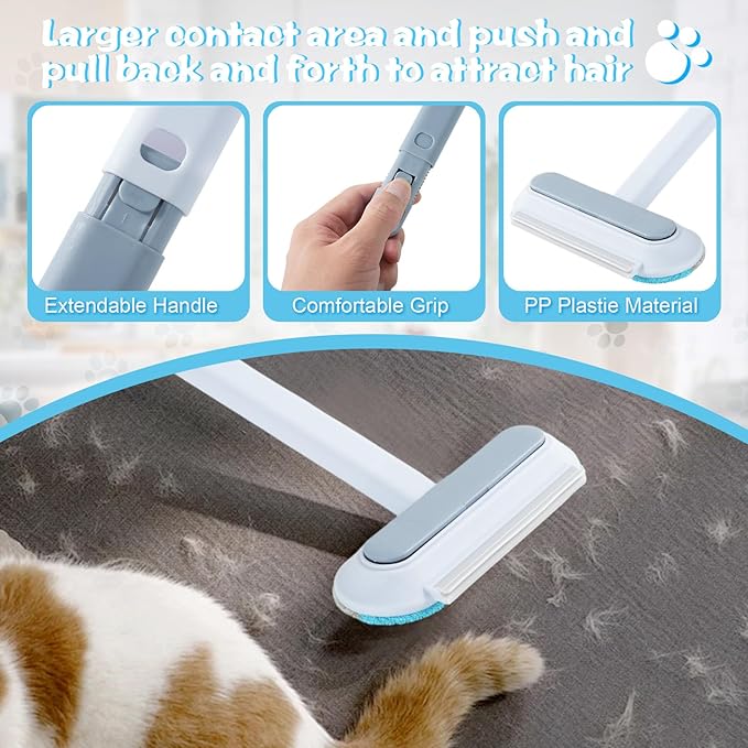 Multi-Functional Pet Hair Removal Tool with Pet Hair Removal Glove, Reusable Lint Brush for Dogs & Cats, Gentle Cleaning for Sofa, Carpet, Clothes & Bedding
