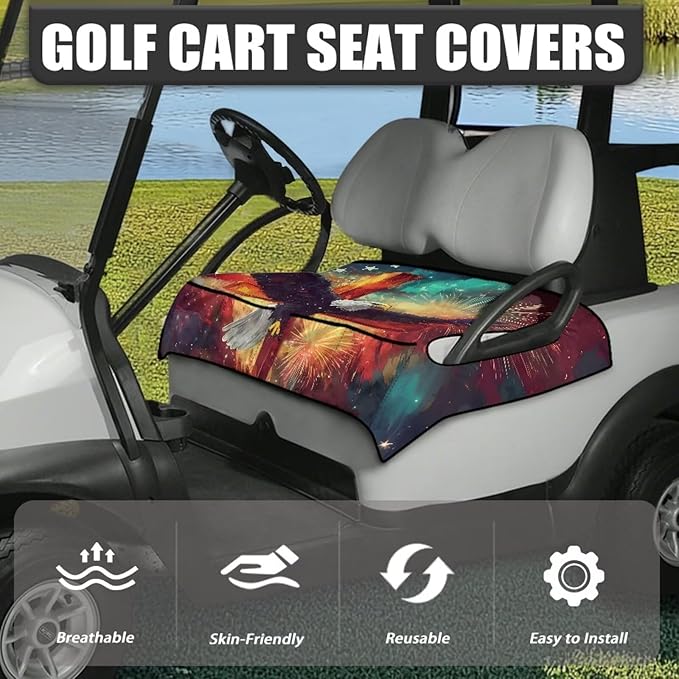 Biyejit Golf Cart Seat Covers with 4 Pockets Golf Cart Seat Towel Blanket Fits 2-Seat Golf Carts, Golf Cart Accessories
