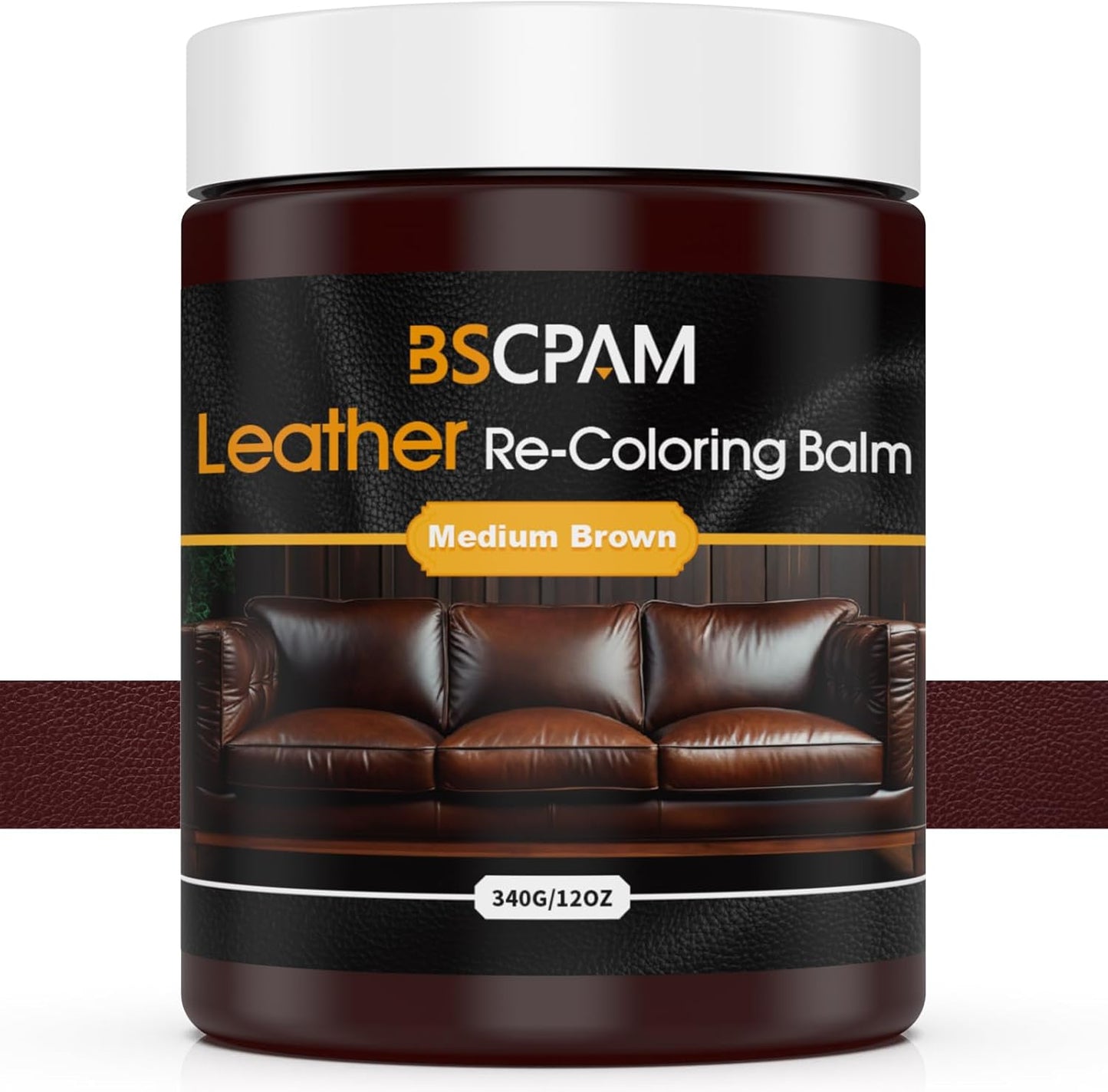 Medium Brown Leather Recoloring Balm, 12oz Leather Color Restorer for Couches, Leather Repair Kit for Furniture, Leather Dye for Leather Fade, Leather Repair Restore car seat
