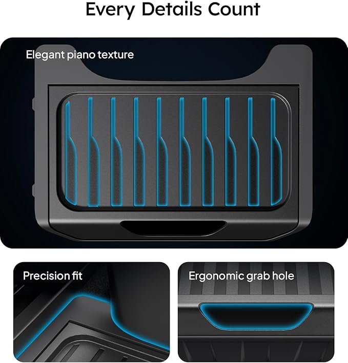 Wigoo Upgrade Tesla Model Y Accessories Rear Center Console Organizer [Partitioned Storage & Stable Installation] Backseat Storage Box for Tesla Model Y 2020~2025 (Not Fit Model Y Juniper)