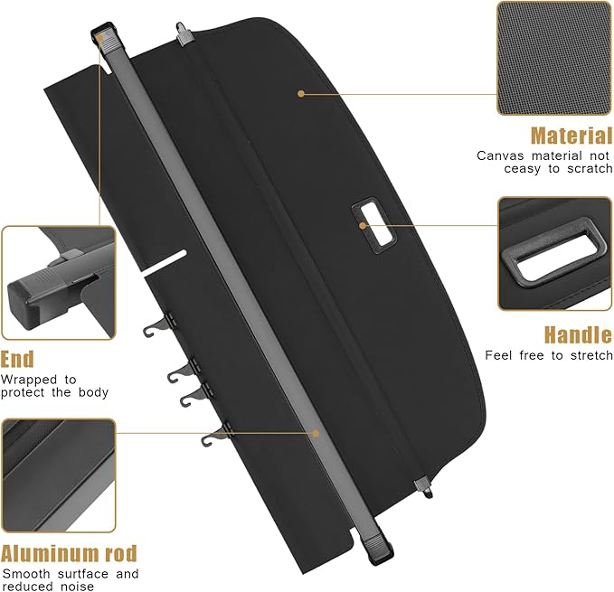 Cargo Cover No Gap Fit for VW Volkswagen Tiguan 2018-2023 2024 Retractable Trunk Rear Security Cover Shielding Shade Trunk Cover No Gap