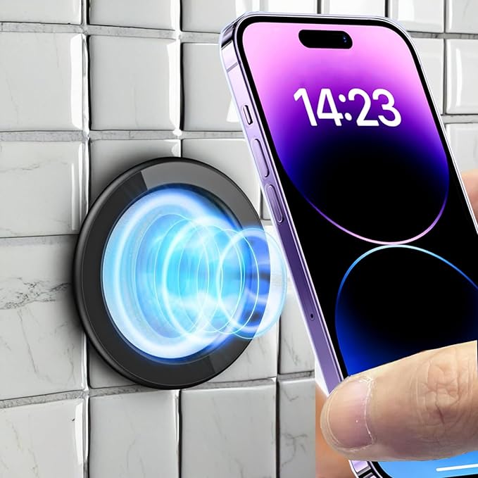 3 Pack Wall Mount Magnetic Phone Holder for iPhone 17/17 Pro/17 Pro Max/Air/16 15 14 13 12 Pro Max Plus mini, Hands-Free Magnet Shower Mirror Cell Phone Holder/Car Sticker Phone Stand, Black