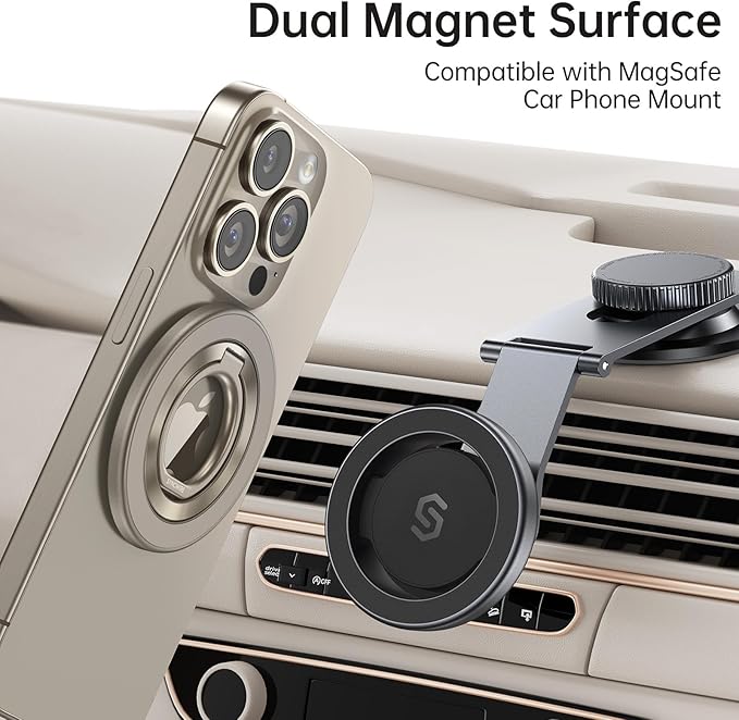 SYNCWIRE Magnetic Phone Ring Holder for MagSafe, 360° Rotation Cell Phone Grip Stand Finger Ring Kickstand Two-Sided Magnet Compatible with iPhone 17 Pro Max 16 15 14 13 12 MagSafe Accessories