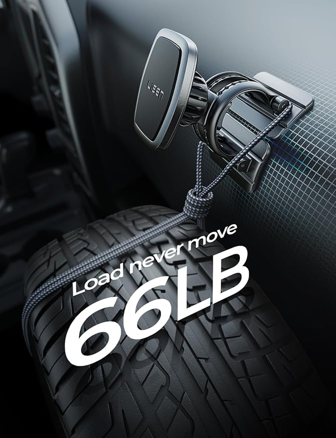 LISEN Magnetic Car Phone Mount for iPhone and Android with 6 Magnets and Adjustable Arch Design, Black