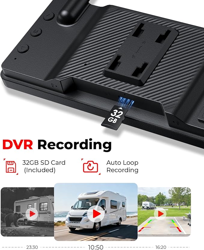 Wireless Backup Camera Solar Magnetic: 7.2" 1080P HD Split-Screen Monitor with Strong Signal, 1Min Easy Install, DVR Recording, Portable Storage Bag, Back up Camera for RV, Truck, Trailer, Camper
