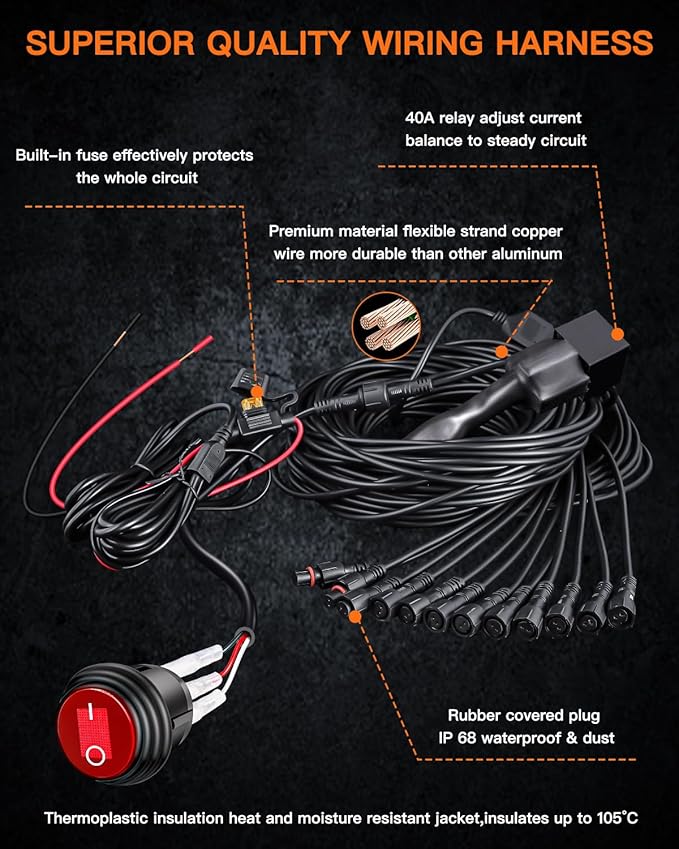 White Rock Lights,LEDMIRCY R1 LED Rock Lights Kit with Toggle Switch Wiring Harness 12PCS Luces para Carro for Trucks ATV UTV Golf Cart Under Glow Light High Power IP68 Waterproof