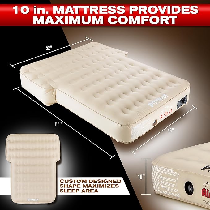 AirBedz PPI XUV Tan Jeep, SUV and Crossover Vehicle Rear Seats Mattress (with Built-in Rechargeable Battery Air Pump)