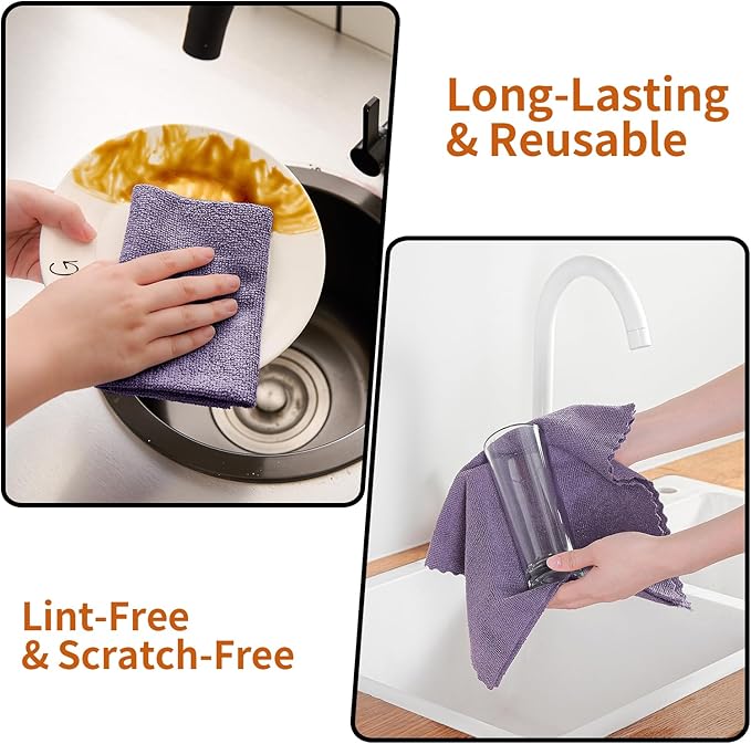80 Pack Microfiber Cleaning Cloth Roll,Lint Free Rags & Tear Away Reusable Towels Washable Scratch,Ultra Absorbent Dish Rags(12" x 12") for Car Kitchen Home Garage-Dark Gray