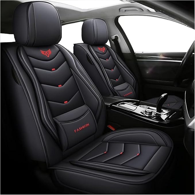 Car Seat Covers Full Set,Automotive seat Covers for Cars,Waterproof Leather seat Covers with Fixed Lumbar Support,Universal Fit for Most Cars,SUV,Trucks and Sedans